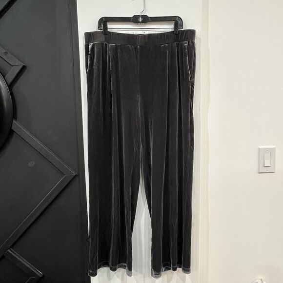 LOFT Pants - LOFT Outlet Grey Velvet Wide-Leg Pull On Pants Size XL